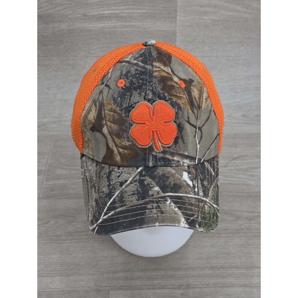 Black Clover Trucker Hat Cap L/XL Orange Camouflage Mesh Back Hunting Camo - Picture 1 of 7